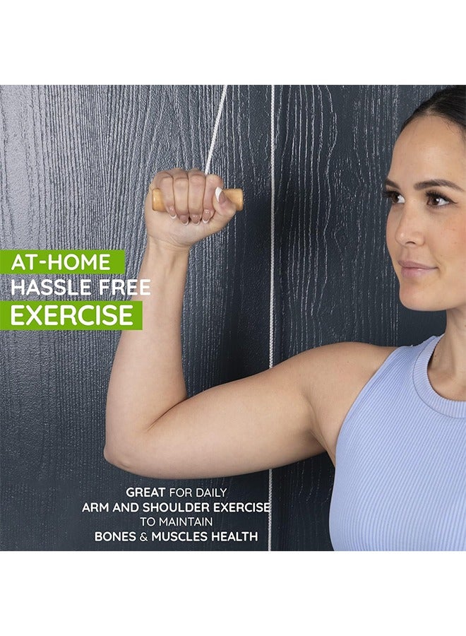 جي أس بكرة الكتف، العلاج الطبيعي فوق الباب تدريب حبال إعادة التأهيل للعلاج الطبيعي وكفة التدوير إعادة التأهيل، معدات مساعدة إعادة تأهيل الذراع -المقابض الخشبية مع ضفائر الباب المعدنية - Image 5