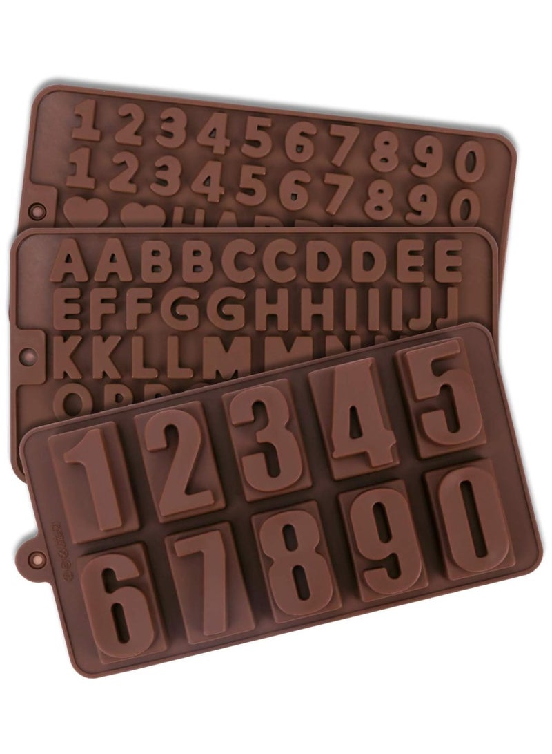 asmat قوالب حلوى سيليكون على شكل حروف وأرقام، قوالب فوندان شوكولاتة مع صينية مكعبات الثلج لتزيين كعكة الخبز لحفلة عيد ميلاد الأطفال (3 قطع) - Image 2