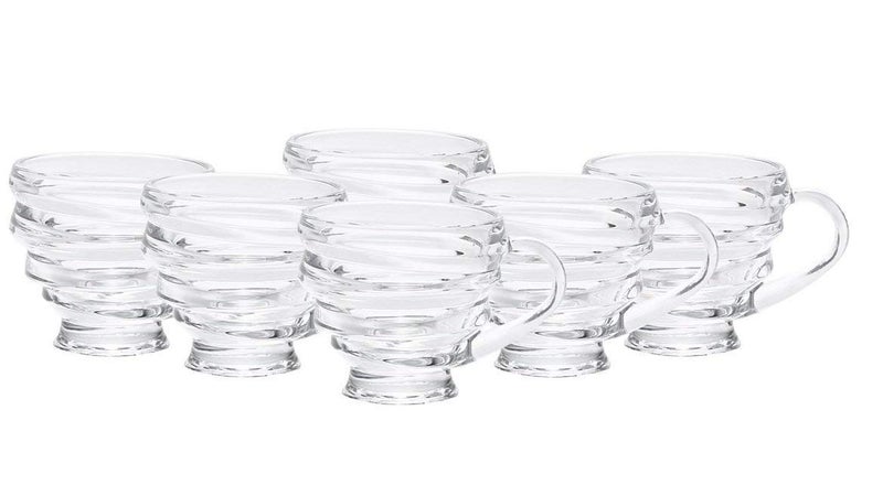 SkyKey Transparant Spiral Cups Tea and Coffee Mugs Set 180ml 6 Pcs Set - Image 2