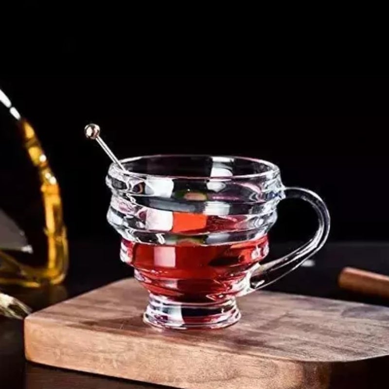 SkyKey Transparant Spiral Cups Tea and Coffee Mugs Set 180ml 6 Pcs Set - Image 1