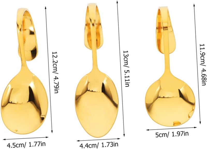SMASOLO 6PCS Stainless Steel Curved Serving Spoons Set Reusable Metal Appetizer Utensils for Sushi Seafood Buffet Parties Dishwasher Safe - Image 2