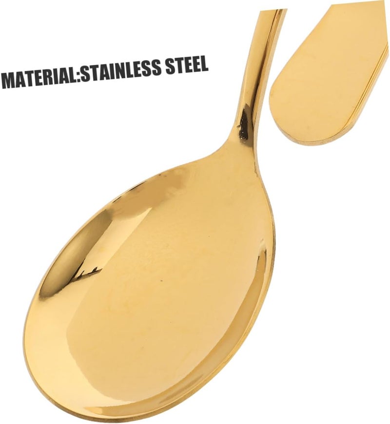 SMASOLO 6PCS Stainless Steel Curved Serving Spoons Set Reusable Metal Appetizer Utensils for Sushi Seafood Buffet Parties Dishwasher Safe - Image 3