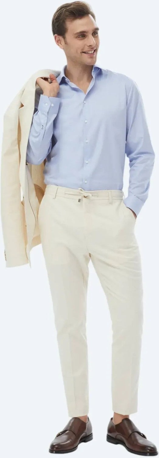 Blue Plain Regular Fit Woven Classic 100% Cotton Shirt