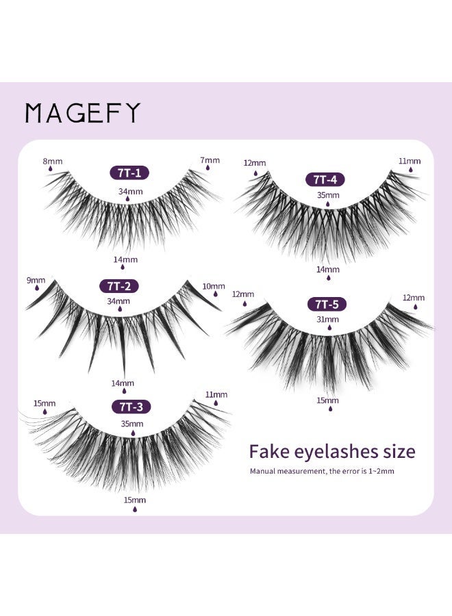 MAGEFY Lashes False Eyelashes Cat Eyes Wispy Natural Faux Mink Lashes 7 Pairs Pack Light Volume Short Fake Eye Lashes 3D Artificial Lashes Fluffy and Soft Lash Set - Image 5
