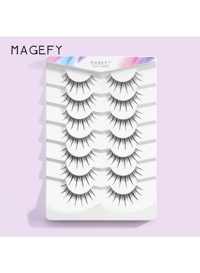 MAGEFY Lashes False Eyelashes Cat Eyes Wispy Natural Faux Mink Lashes 7 Pairs Pack Light Volume Short Fake Eye Lashes 3D Artificial Lashes Fluffy and Soft Lash Set - Image 2