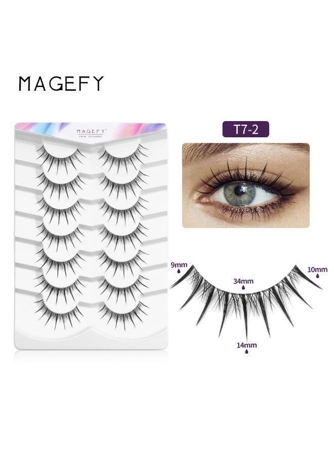 MAGEFY Lashes False Eyelashes Cat Eyes Wispy Natural Faux Mink Lashes 7 Pairs Pack Light Volume Short Fake Eye Lashes 3D Artificial Lashes Fluffy and Soft Lash Set - Image 1