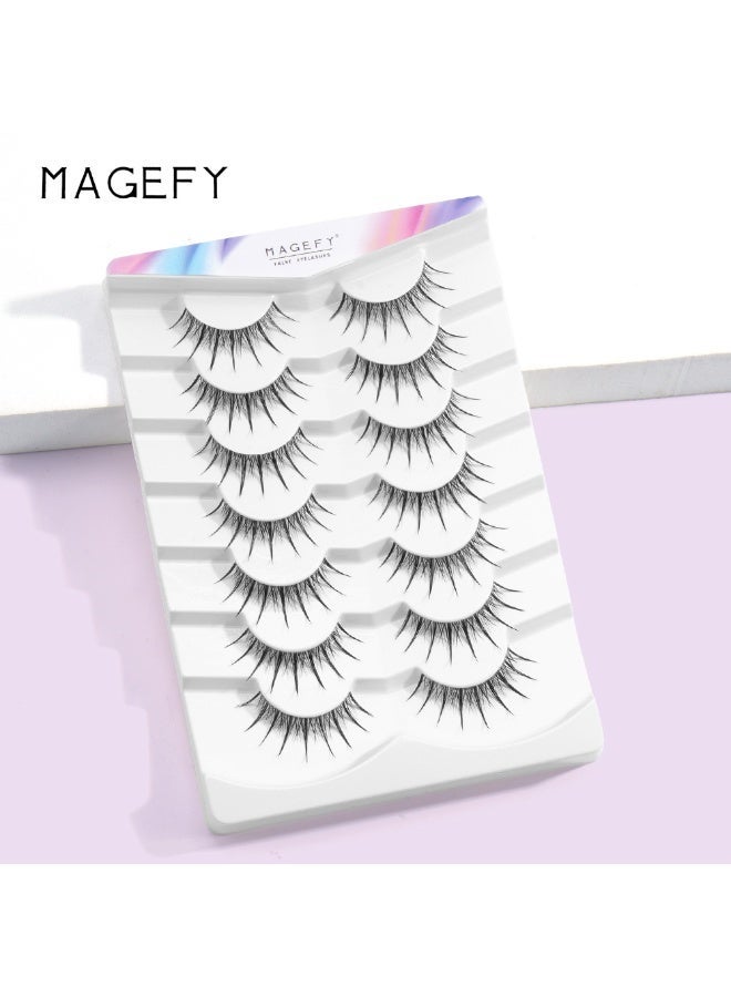 MAGEFY Lashes False Eyelashes Cat Eyes Wispy Natural Faux Mink Lashes 7 Pairs Pack Light Volume Short Fake Eye Lashes 3D Artificial Lashes Fluffy and Soft Lash Set - Image 3