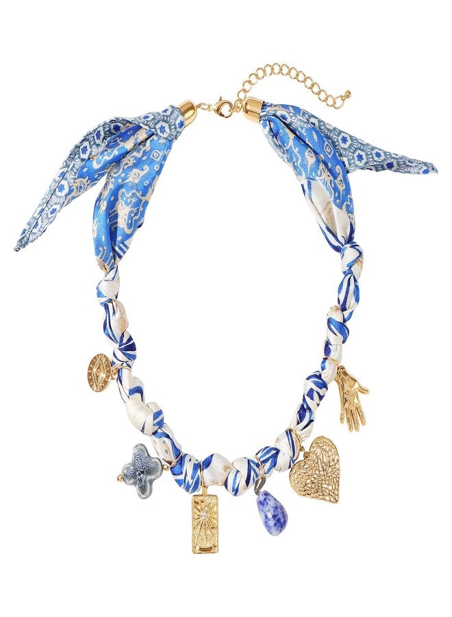Coiris Charm Scarf Necklace for Women Boho Fabric Bandana Choker Vintage Heart Predent Beach Necklace for Women - Image 1