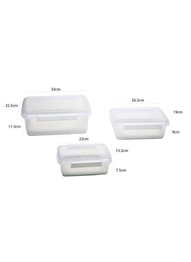 Concept home - 3 Piece Food Storage Container Set Rectangle Clear/White - Image 1