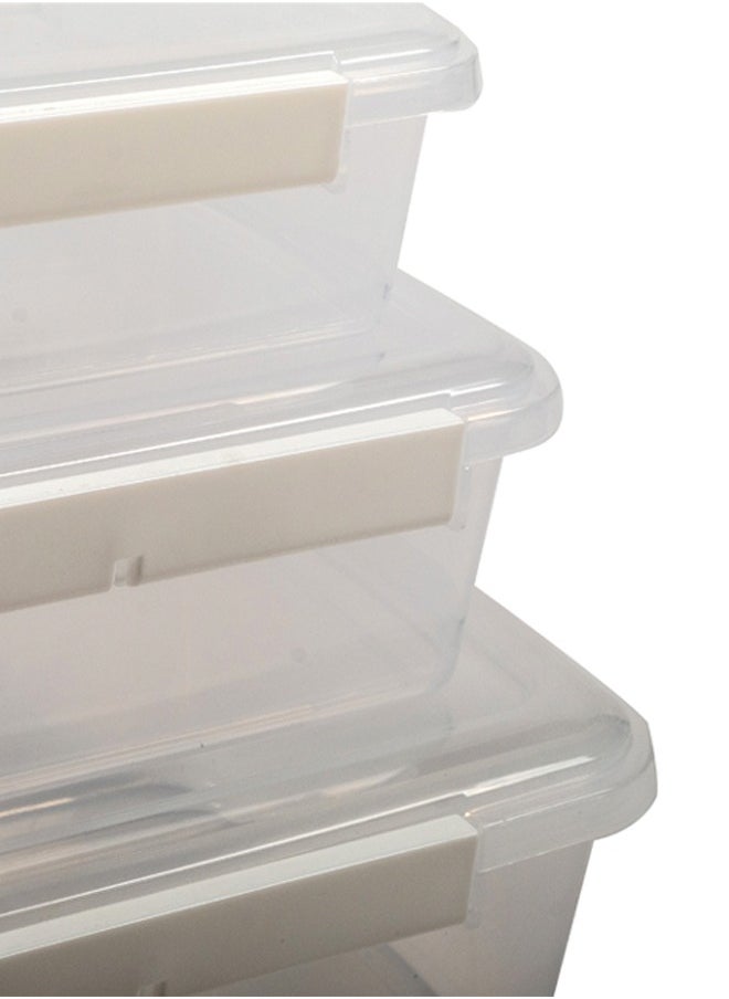 Concept home - 3 Piece Food Storage Container Set Rectangle Clear/White - Image 1