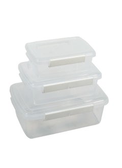 3 Piece Food Storage Container Set Rectangle Clear/White