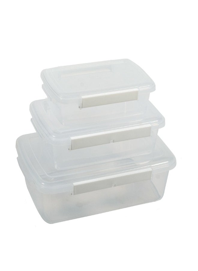 Concept home - 3 Piece Food Storage Container Set Rectangle Clear/White - Image 1