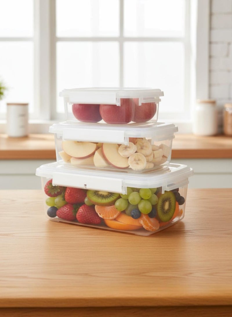 Concept home 3 Piece Food Storage Container Set Rectangle Clear/White - Image 1