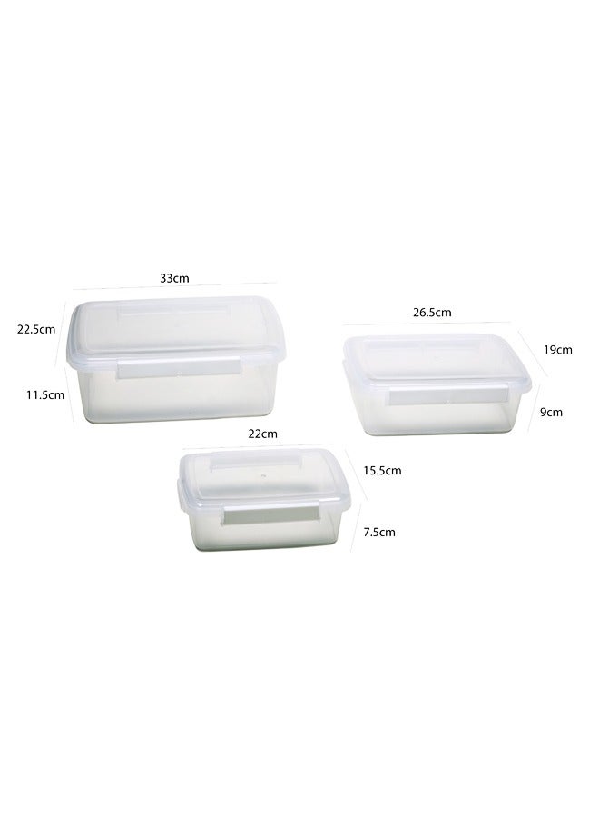Concept home 3 Piece Food Storage Container Set Rectangle Clear/White - Image 4