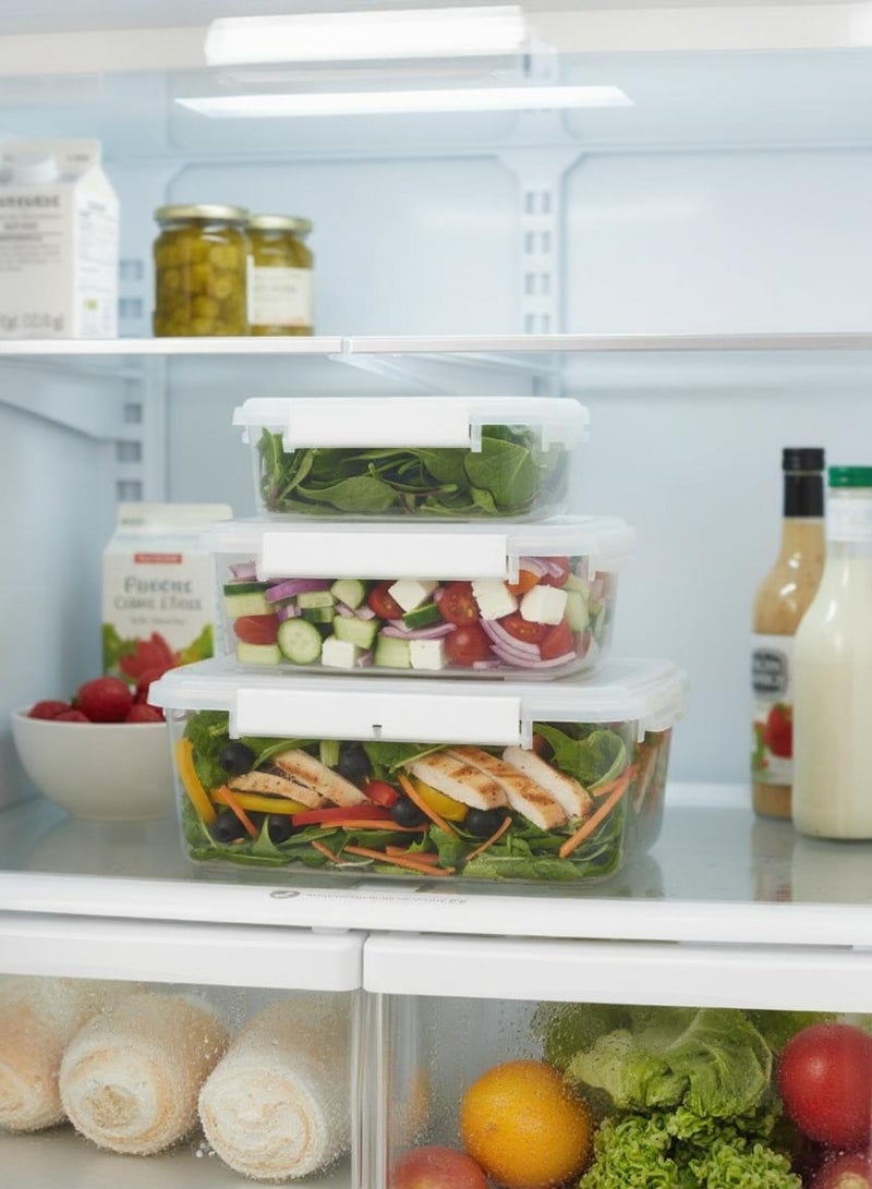 Concept home 3 Piece Food Storage Container Set Rectangle Clear/White - Image 2