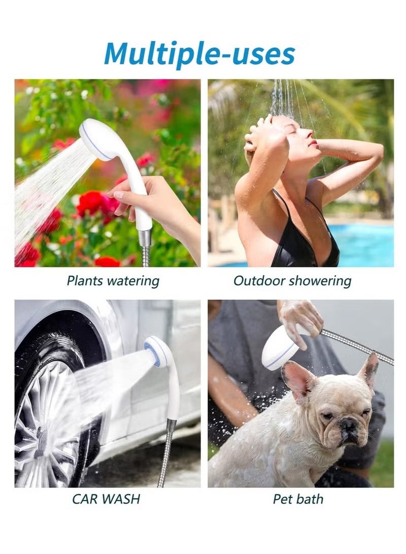 Bin Kamil Portable Outdoor Shower, Electric Water-Operated Shower Pump for Hiking, Backpacking, Camping, Traveling, Beach, Pet Care, Flower Watering, and Showering, Reducing Shower Duration, Made of Stainless Steel, Color: White.  - Image 2