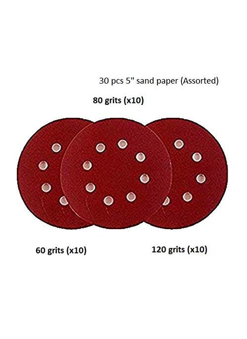 Inditrust - Inditrust Round Sand Paper Backup Disc 5 Inch for Orbital Sander Combo of 30 Pcs - Image 1