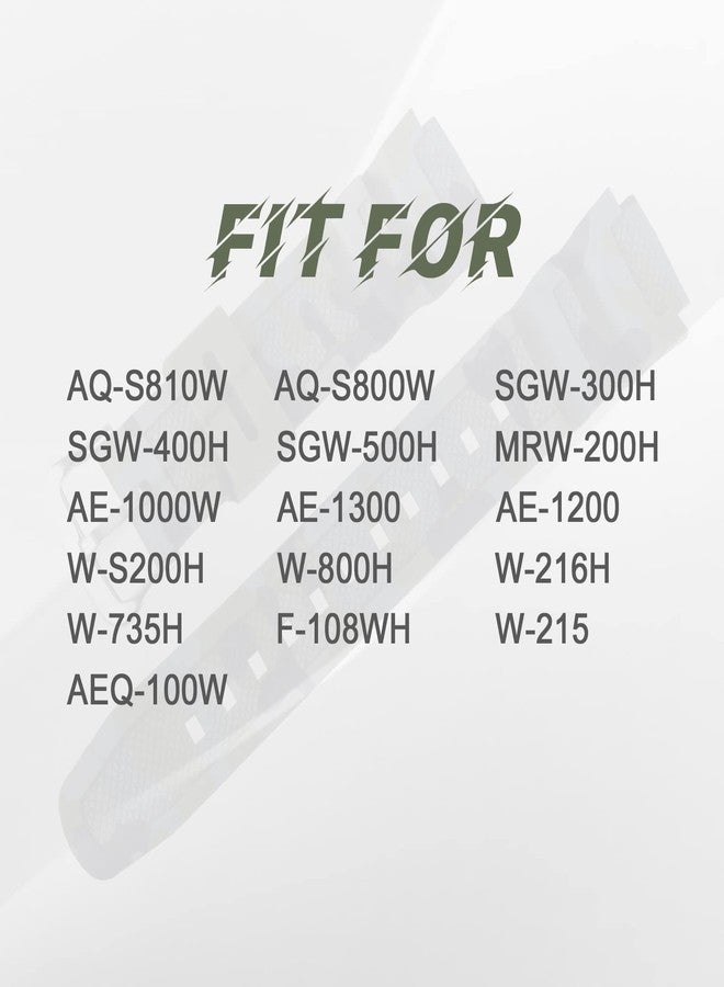 OliBoPo سوار ساعة بديل من الراتنج الطبيعي المقاوم للماء من OliBoPo لـ Casio AQ- S800W SGW-300H MRW-200H AE-1200 W-800H W-735H (أخضر جيشي مموه) - Image 2