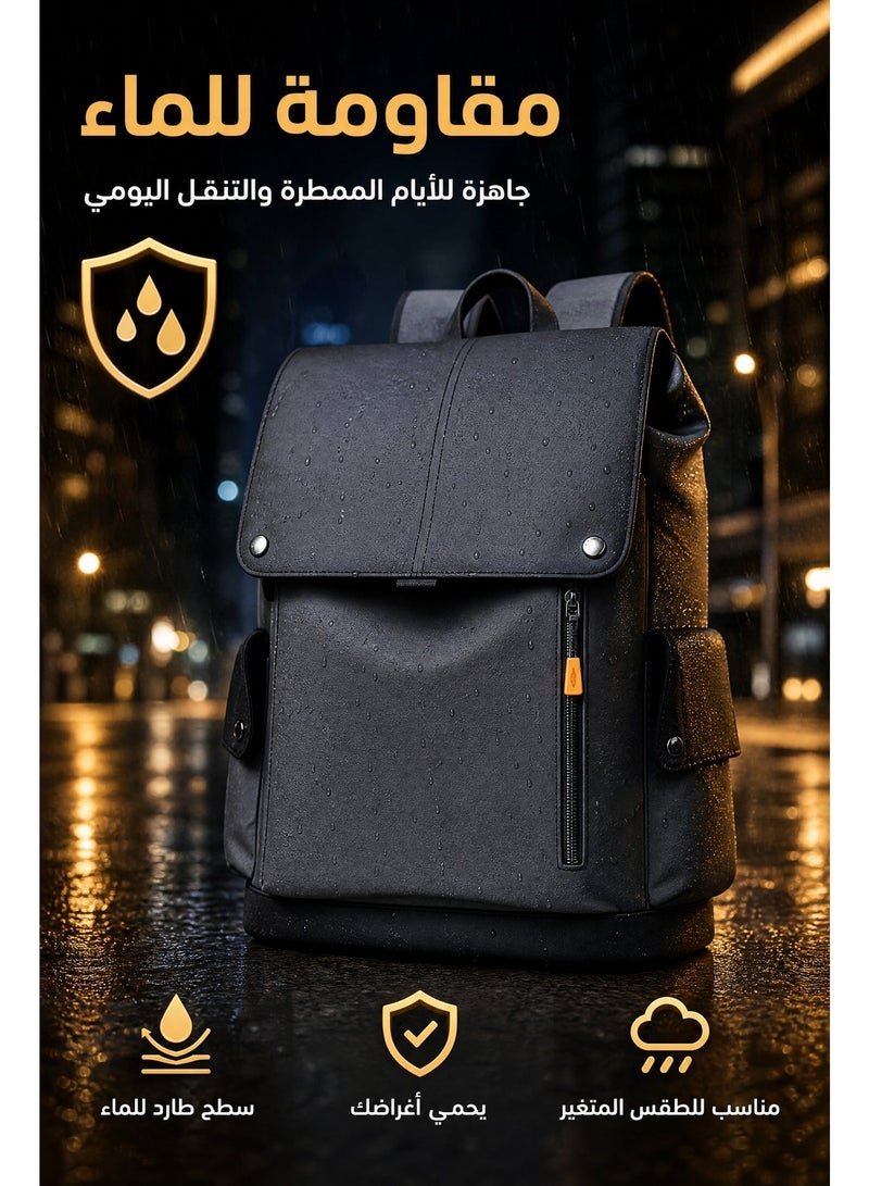 ميا حقيبة ظهر رجالية، حقيبة ظهر كبيرة الحجم مقاومة للماء لحمل الكمبيوتر المحمول، مناسبة للعمل والسفر (أسود) - Image 4
