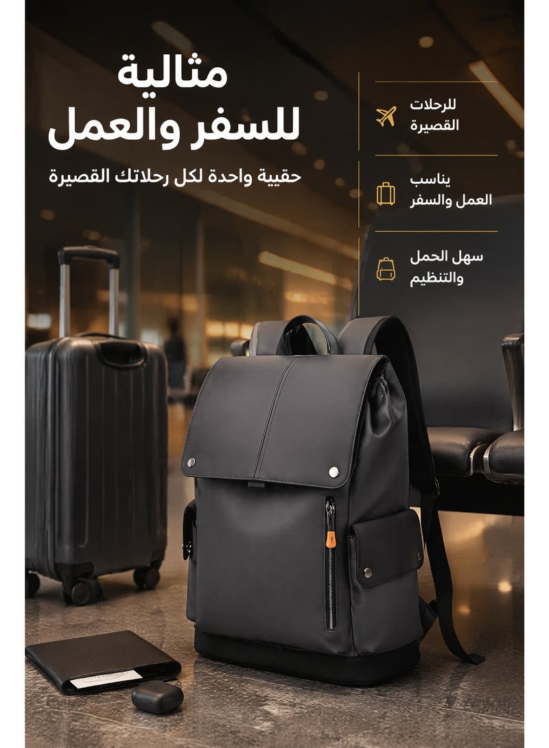 ميا حقيبة ظهر رجالية، حقيبة ظهر كبيرة الحجم مقاومة للماء لحمل الكمبيوتر المحمول، مناسبة للعمل والسفر (أسود) - Image 5