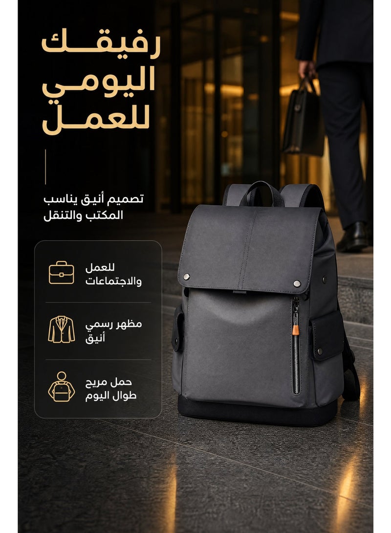 ميا حقيبة ظهر رجالية، حقيبة ظهر كبيرة الحجم مقاومة للماء لحمل الكمبيوتر المحمول، مناسبة للعمل والسفر (أسود) - Image 2