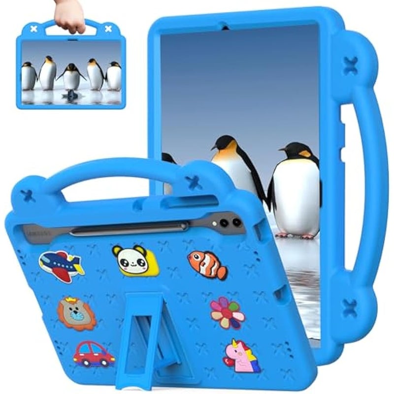 Kids Tablet Case with Handle and Stand Lightweight Shockproof Cute Cover Compatible with Samsung Galaxy S7 Plus/ S8+/S9 Plus/S9 FE+/S10+ 12.4 Blue - Image 1