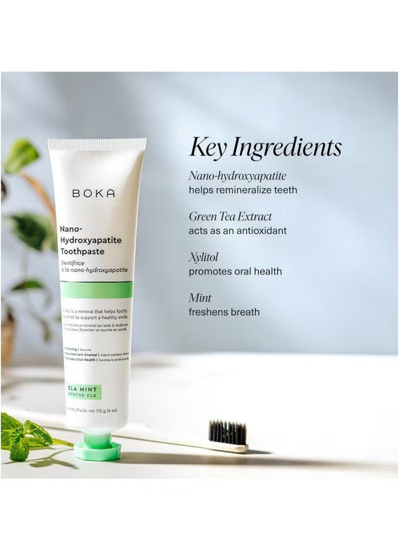BOKA Boka Ela Mint Natural Whitening Toothpaste - Fluoride-Free for Sensitive Teeth (113ml) - Adults & Kids - Image 5