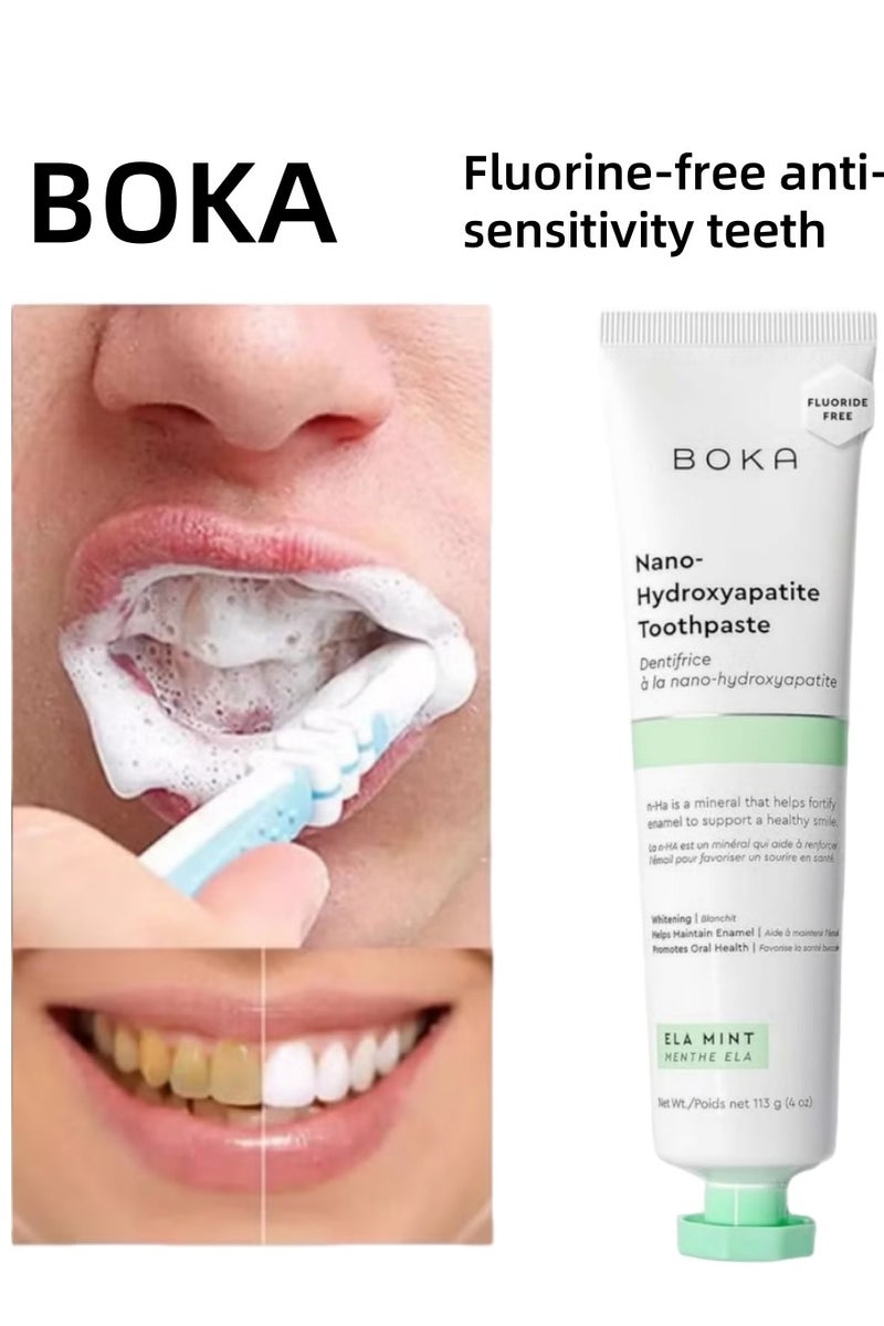 BOKA Boka Ela Mint Natural Whitening Toothpaste - Fluoride-Free for Sensitive Teeth (113ml) - Adults & Kids - Image 1