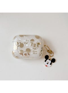 Suitable For AirPods 4 Headset Protective Cover Cartoon Shell Pattern For Apple1/2/3 Generation Pro2 Bluetooth Pendant Bracelet-Color:Shell Pattern + Cartoon Pendant-Mickey-Model:AirPods Pro (protective Sleeve)