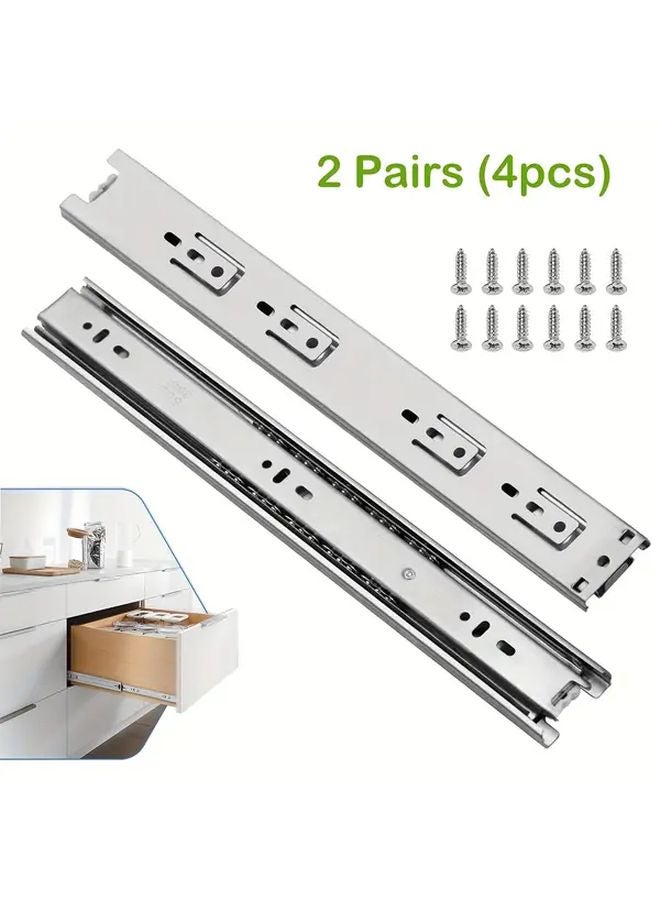 14 Inch Heavy Duty Ball Bearing Drawer Slides 100 LB Capacity 2 Pairs Side Mount - Image 2