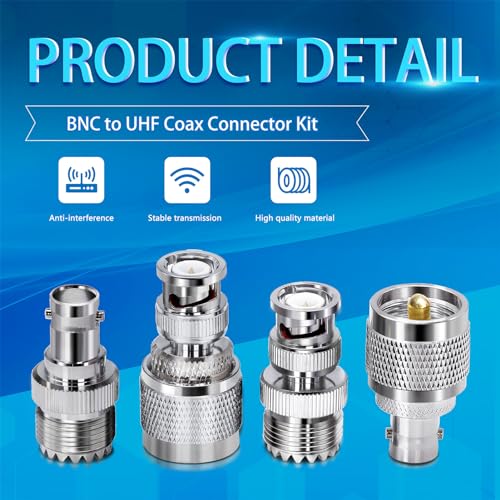 TUOLNK 4pcs PL259 SO239 to BNC Adapter Coax Cable Connector, BNC to UHF Adapter Kit Male to Female Cable Gender Changers Coaxial Connector Kit for CB Radio,Radio,Antennas,Extension Coax Cable - Image 3