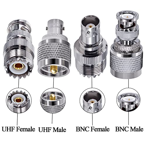 TUOLNK 4pcs PL259 SO239 to BNC Adapter Coax Cable Connector, BNC to UHF Adapter Kit Male to Female Cable Gender Changers Coaxial Connector Kit for CB Radio,Radio,Antennas,Extension Coax Cable - Image 5
