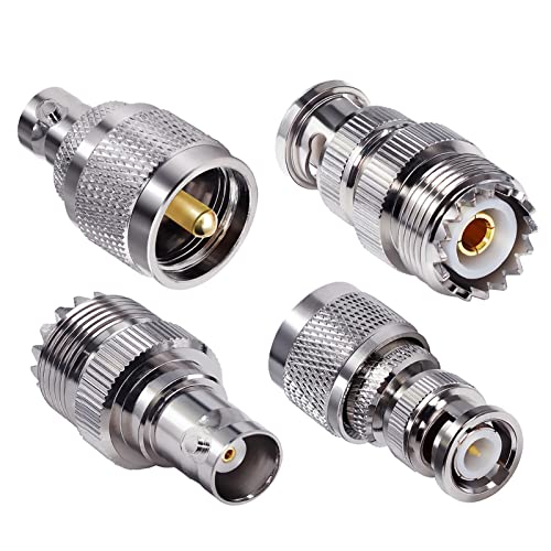 TUOLNK 4pcs PL259 SO239 to BNC Adapter Coax Cable Connector, BNC to UHF Adapter Kit Male to Female Cable Gender Changers Coaxial Connector Kit for CB Radio,Radio,Antennas,Extension Coax Cable - Image 1