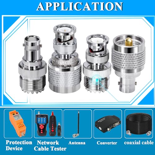 TUOLNK 4pcs PL259 SO239 to BNC Adapter Coax Cable Connector, BNC to UHF Adapter Kit Male to Female Cable Gender Changers Coaxial Connector Kit for CB Radio,Radio,Antennas,Extension Coax Cable - Image 4