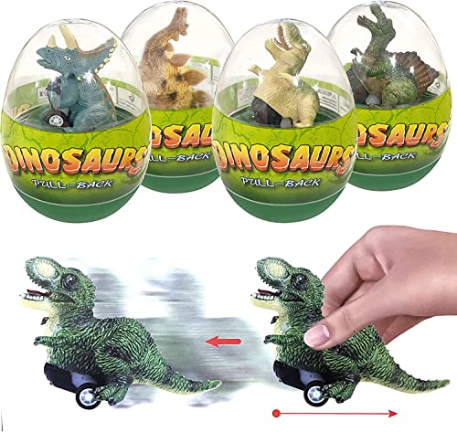 Cherislpy 4 Pack Jumbo Dinosour Eggs with Dinosaur Pull Back Cars Dinos Vehicles Toys Inside for Kids Boys Girls Easter Basket Stuffers Party Favors Easter Egg Hunt - Image 1