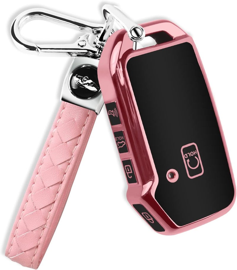 QBUC for Kia Key Fob Cover with Keychain,Car Key Case Shell Protection Fit for Kia K5 Telluride Forte Sportage Soul Seltos - Image 1