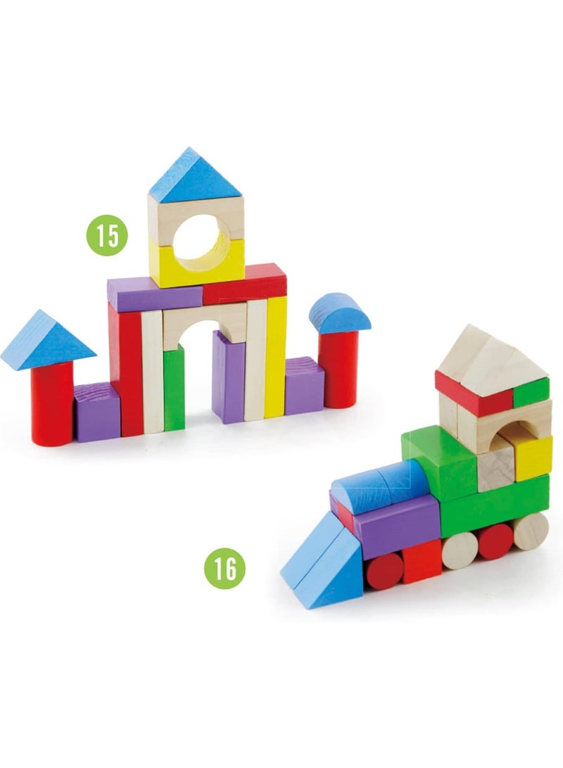 نيو كلاسيك تويز 100 مكعب بناء خشبي في الطبل لعبة تعليمية للاطفال في سن ما قبل المدرسة للاولاد والبنات - Image 3