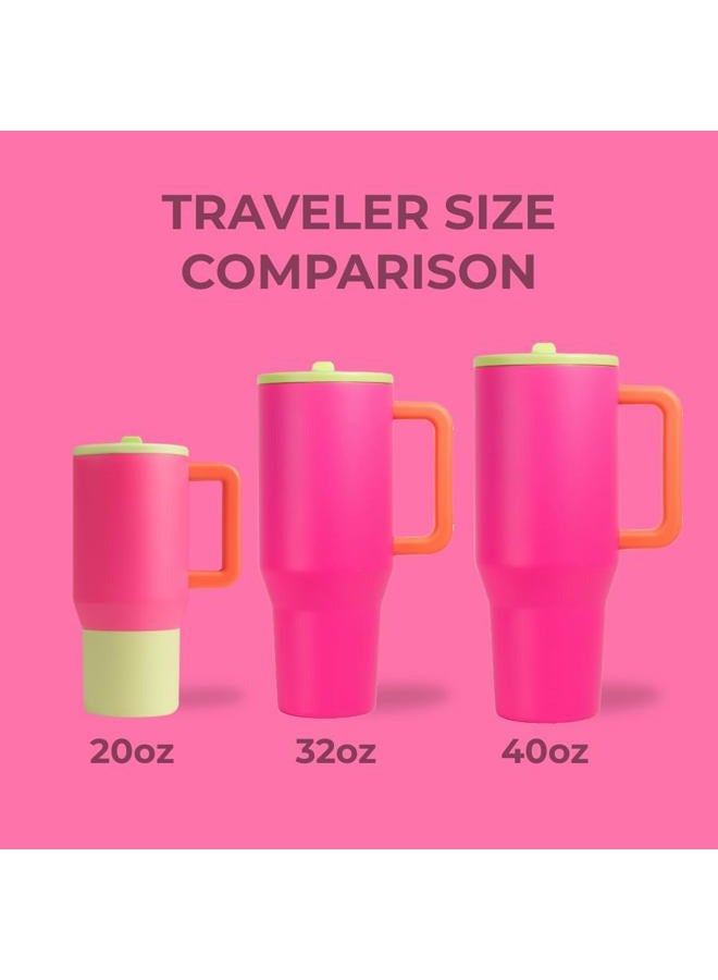 HydroJug Traveler 1.2L Water Bottle with Handle and Flip Straw, Fits in Cup Holders, Leakproof Tumbler, Reusable, Insulated Stainless Steel and Rubber Base, Gifts for Women and Men - Image 4