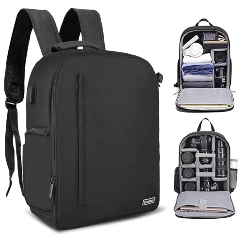 Cwatcun Professional Camera Backpack - Waterproof DSLR/SLR/Mirrorless Camera Case - Compatible with Sony, Canon, Nikon - Large Black - Image 1