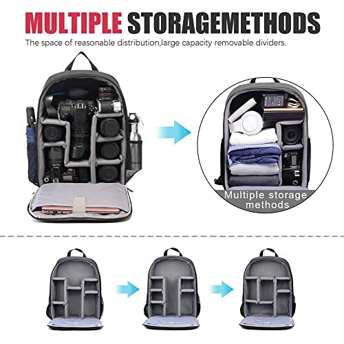 Cwatcun Professional Camera Backpack - Waterproof DSLR/SLR/Mirrorless Camera Case - Compatible with Sony, Canon, Nikon - Large Black - Image 4