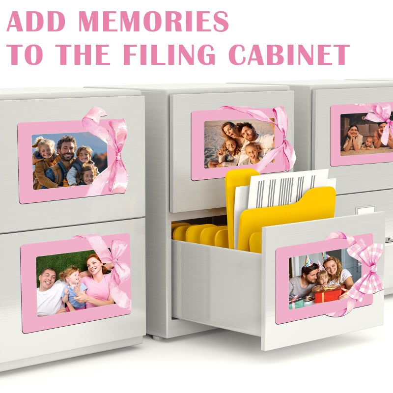 Kingdder 12 Pcs Pink Bow Magnetic Picture Frames for Refrigerator 4 x 6 Coquette Picture Frame Magnets Reusable Decorative Photo Holders for Fridge Home School Office Kitchen Baby Shower Wedding - Image 4