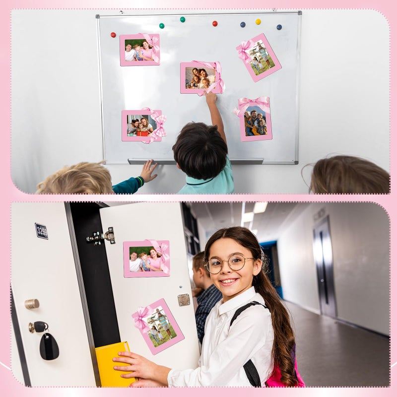Kingdder 12 Pcs Pink Bow Magnetic Picture Frames for Refrigerator 4 x 6 Coquette Picture Frame Magnets Reusable Decorative Photo Holders for Fridge Home School Office Kitchen Baby Shower Wedding - Image 5