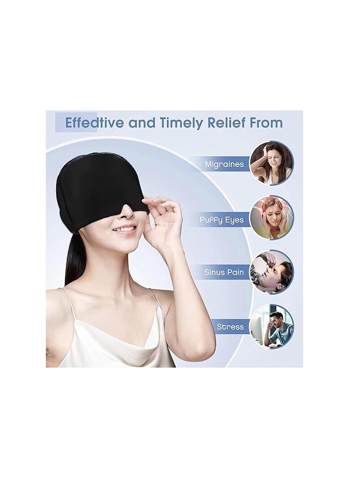 Generic Gel Ice Headache Relief Cap, Hot & Cold Therapy Hat, Cool Ice Head Wrap Ice Pack Mask, Cold Compress Headache Relief Products Recovery Device for Tension & Stress (Black)  - Image 2
