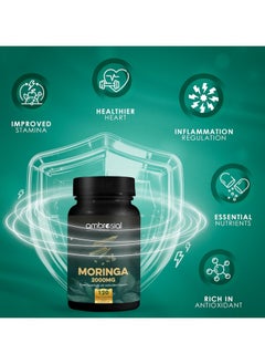 ambrosial Ambrosial Premium Organic Moringa Capsules 2000MG - High Strength Antioxidant Superfood Supplement for Energy and Wellness - 120 Veg Capsules  - Image 2