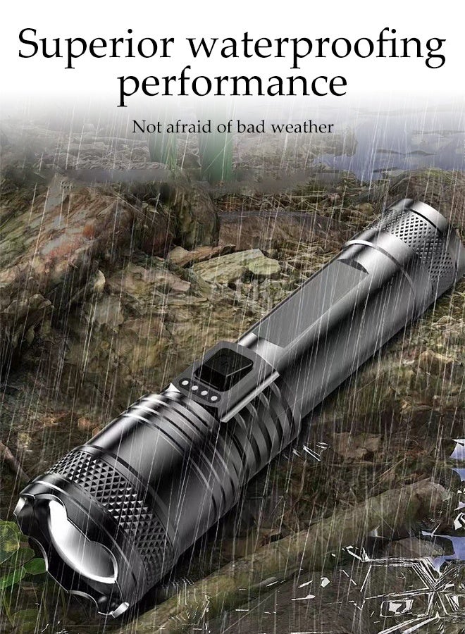 DUNISO Rechargeable LED Flashlights Super Bright Adjustable Focus Waterproof Torch Light 3 Lighting Modes Power Display with Long Battery Life Pocket Size Torch for Power Cuts, Emergency, Camping, Hiking, Outdoor - Image 2