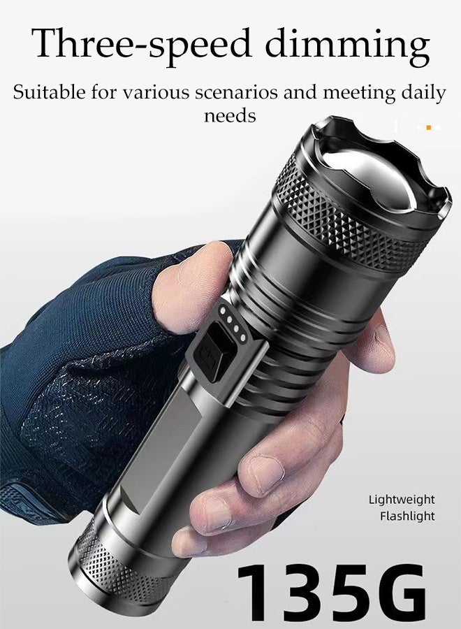 DUNISO Rechargeable LED Flashlights Super Bright Adjustable Focus Waterproof Torch Light 3 Lighting Modes Power Display with Long Battery Life Pocket Size Torch for Power Cuts, Emergency, Camping, Hiking, Outdoor - Image 3