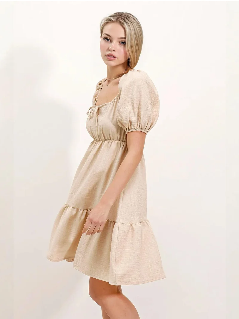 BIG DART BDART Square Neck A-Form Mini Dress with Bow