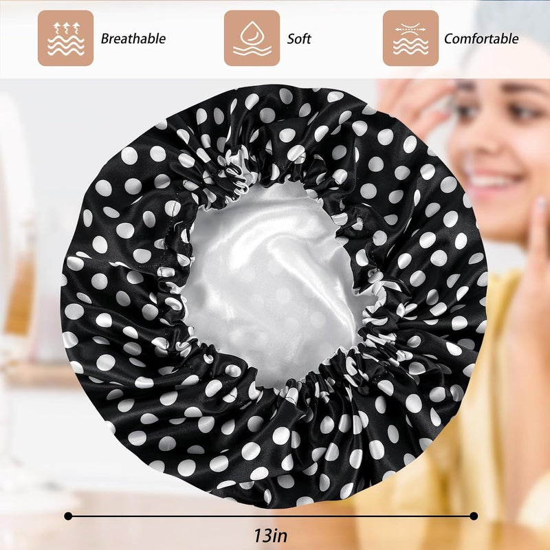 Edoneery Satin Bonnet Silk Bonnet Hair Bonnet for Sleeping-Slouchy Beanie Hat Satin Sleep Cap for Women's Natural & Curly Hair(Dots) - Image 5