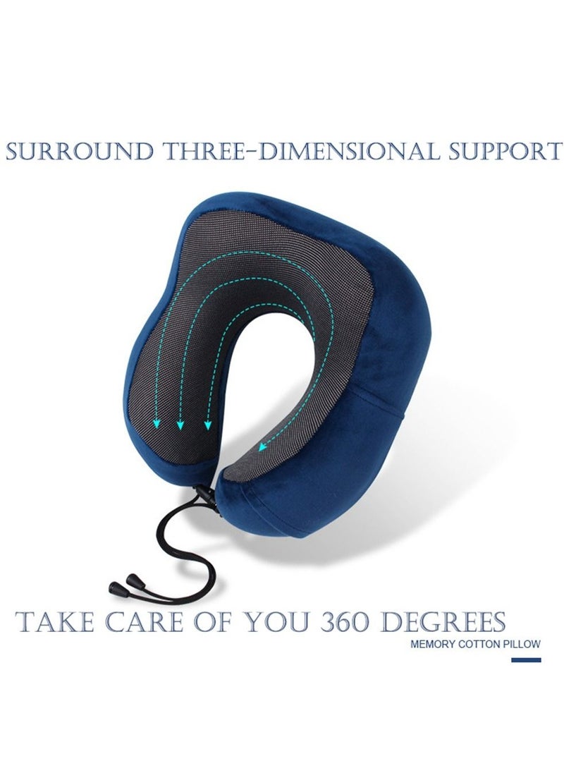 HomarKet - Travel Pillow Kit Comfortable & Breathable Memory Foam Neck Pillow with 3D Sleep Mask, Earplugs and Luxury Bag - Image 1