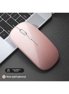 Wireless Mouse Charging Mute Bluetooth Dual-mode Office Laptop Desktop External Unlimited Lenovo-Specifications:Rose Gold/wireless Version [silent + Rechargeable] - Free Mouse Pad - Official Standard